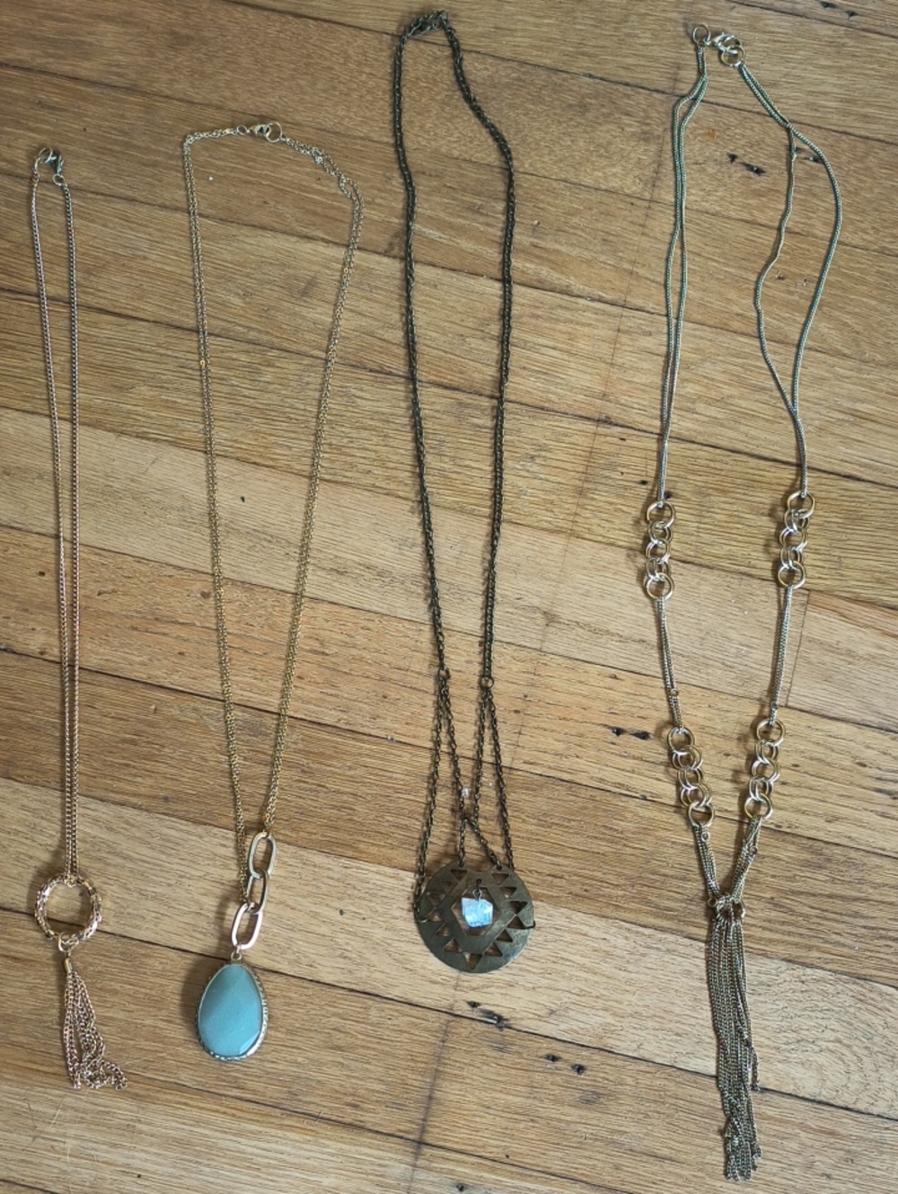 Gold-Tone Multi Necklace Set with Turquoise Pendant - Women Jewelry